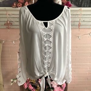 NWOT VENUS Lace Detail Blouse